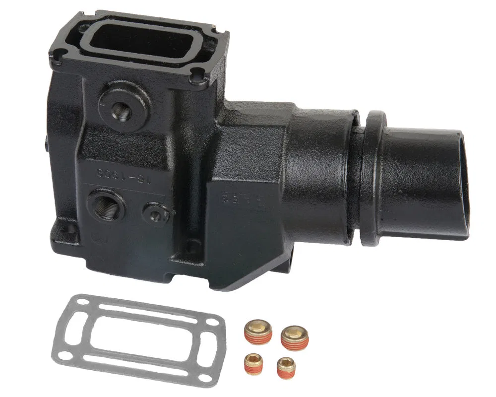 18-1909-1 – SIERRAMARINE Exhaust Manifold Riser, For GM And Ford Center Rise Manifolds Black Cast Iron Single With Ex...
